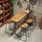 Industrial Style Wood Bar Height Table with Rectangle Table Top Trestle Table - 42" H 91"L x 20"W x 41"H Without Chairs Clearhalo 'Bar Furniture' 'Bar Tables' 'bar_tables' 'furn' 'furn_bar_tables' 'Furniture' 'furniture_bar_tables' 'Kitchen & Dining Furniture' 4453176