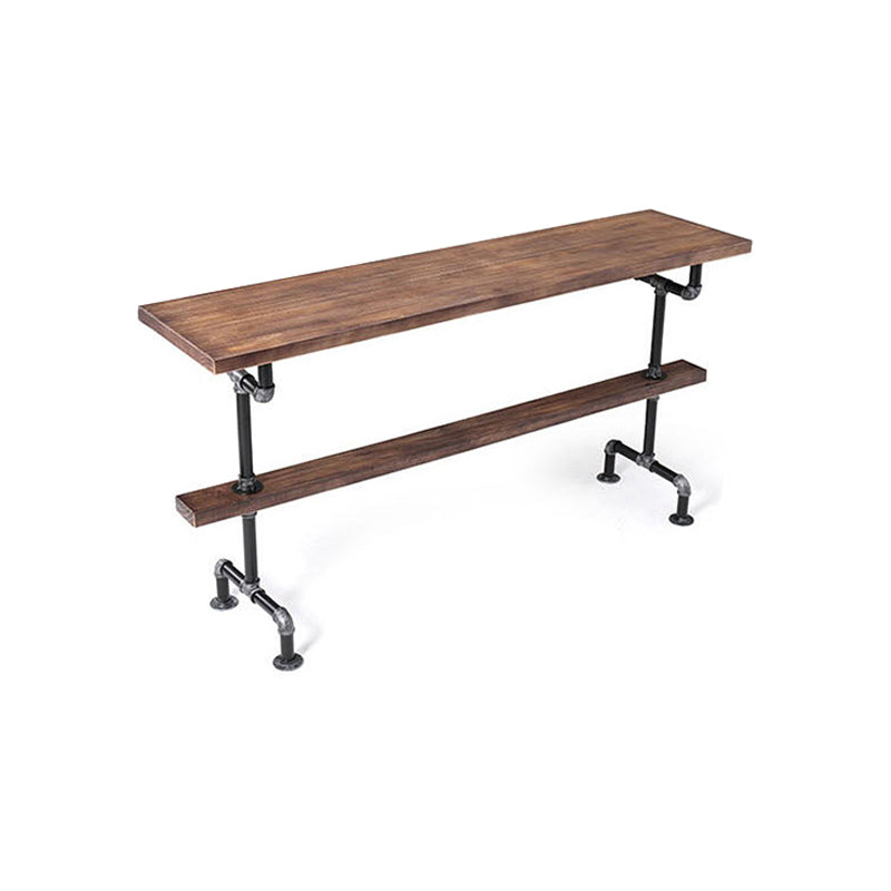 Industrial Style Wood Bar Height Table with Rectangle Table Top Trestle Table - 42" H Without Chairs Clearhalo 'Bar Furniture' 'Bar Tables' 'bar_tables' 'furn' 'furn_bar_tables' 'Furniture' 'furniture_bar_tables' 'Kitchen & Dining Furniture' 4453180