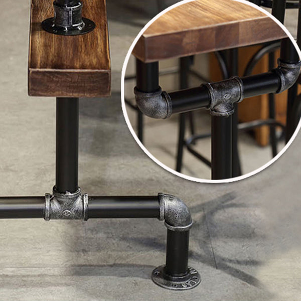 Industrial Style Wood Bar Height Table with Rectangle Table Top Trestle Table - 42" H Clearhalo 'Bar Furniture' 'Bar Tables' 'bar_tables' 'furn' 'furn_bar_tables' 'Furniture' 'furniture_bar_tables' 'Kitchen & Dining Furniture' 4453183