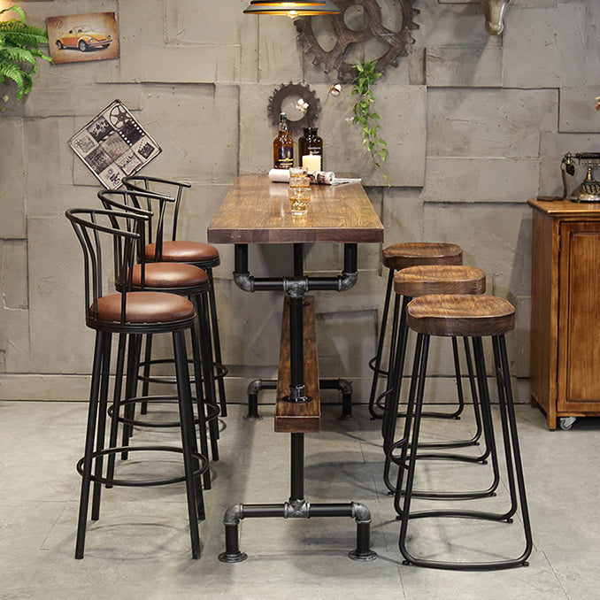 Industrial Style Wood Bar Height Table with Rectangle Table Top Trestle Table - 42" H Clearhalo 'Bar Furniture' 'Bar Tables' 'bar_tables' 'furn' 'furn_bar_tables' 'Furniture' 'furniture_bar_tables' 'Kitchen & Dining Furniture' 4453184