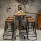 Industrial Style Wood Bar Height Table with Rectangle Table Top Trestle Table - 42" H Clearhalo 'Bar Furniture' 'Bar Tables' 'bar_tables' 'furn' 'furn_bar_tables' 'Furniture' 'furniture_bar_tables' 'Kitchen & Dining Furniture' 4453185