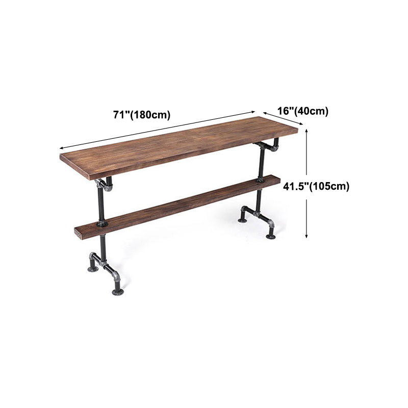 Industrial Style Wood Bar Height Table with Rectangle Table Top Trestle Table - 42" H Clearhalo 'Bar Furniture' 'Bar Tables' 'bar_tables' 'furn' 'furn_bar_tables' 'Furniture' 'furniture_bar_tables' 'Kitchen & Dining Furniture' 4453188