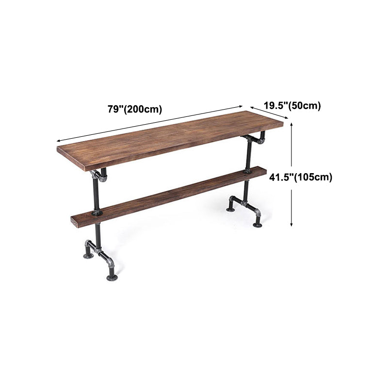 Industrial Style Wood Bar Height Table with Rectangle Table Top Trestle Table - 42" H Clearhalo 'Bar Furniture' 'Bar Tables' 'bar_tables' 'furn' 'furn_bar_tables' 'Furniture' 'furniture_bar_tables' 'Kitchen & Dining Furniture' 4453196