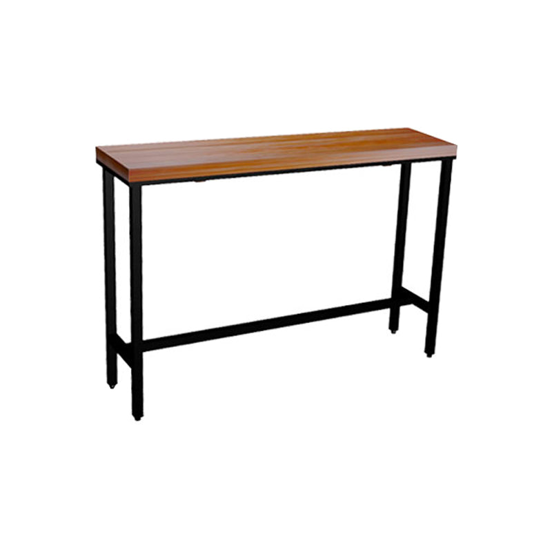 Modern Wood Bar Height Table with Rectangle Table Top Black Trestle Table - 42" H Light Brown Without Chairs Clearhalo 'Bar Furniture' 'Bar Tables' 'bar_tables' 'furn' 'furn_bar_tables' 'Furniture' 'furniture_bar_tables' 'Kitchen & Dining Furniture' 4453203