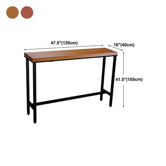 Modern Wood Bar Height Table with Rectangle Table Top Black Trestle Table - 42" H Clearhalo 'Bar Furniture' 'Bar Tables' 'bar_tables' 'furn' 'furn_bar_tables' 'Furniture' 'furniture_bar_tables' 'Kitchen & Dining Furniture' 4453208