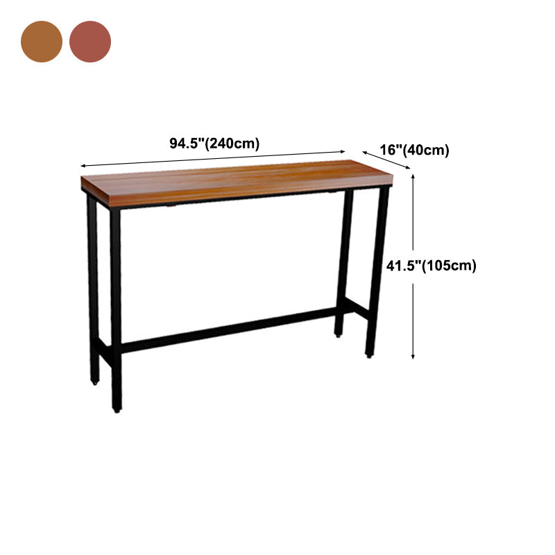 Modern Wood Bar Height Table with Rectangle Table Top Black Trestle Table - 42" H Clearhalo 'Bar Furniture' 'Bar Tables' 'bar_tables' 'furn' 'furn_bar_tables' 'Furniture' 'furniture_bar_tables' 'Kitchen & Dining Furniture' 4453213