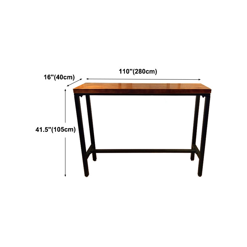 Modern Brown Wood Bistro Table with Rectangle Table Top Trestle Table - 42" H Clearhalo 'Bar Furniture' 'Bar Tables' 'bar_tables' 'furn' 'furn_bar_tables' 'Furniture' 'furniture_bar_tables' 'Kitchen & Dining Furniture' 4453230