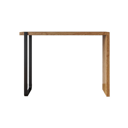 Modern Wood Bistro Table with Rectangle Table Top Double Pedestal Table - 42" H Without Chairs Clearhalo 'Bar Furniture' 'Bar Tables' 'bar_tables' 'furn' 'furn_bar_tables' 'Furniture' 'furniture_bar_tables' 'Kitchen & Dining Furniture' 4453236