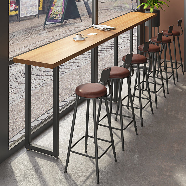 Modern Wood Pub Table with Rectangle Table Top Black Sled Table with 42-inch Height 102.4"L x 15.7"W x 41.3"H Without Chairs Clearhalo 'Bar Furniture' 'Bar Tables' 'bar_tables' 'furn' 'furn_bar_tables' 'Furniture' 'furniture_bar_tables' 'Kitchen & Dining Furniture' 4453269