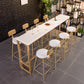 Glam White Metal Counter Table with Rectangle Table Top Gold Trestle Table - 43" H 118.1"L x 15.7"W x 41.3"H Without Chairs Clearhalo 'Bar Furniture' 'Bar Tables' 'bar_tables' 'furn' 'furn_bar_tables' 'Furniture' 'furniture_bar_tables' 'Kitchen & Dining Furniture' 4453286