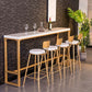 Glam White Metal Counter Table with Rectangle Table Top Gold Trestle Table - 43" H 110.2"L x 15.7"W x 41.3"H Without Chairs Clearhalo 'Bar Furniture' 'Bar Tables' 'bar_tables' 'furn' 'furn_bar_tables' 'Furniture' 'furniture_bar_tables' 'Kitchen & Dining Furniture' 4453287