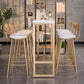 Glam White Metal Counter Table with Rectangle Table Top Gold Trestle Table - 43" H Clearhalo 'Bar Furniture' 'Bar Tables' 'bar_tables' 'furn' 'furn_bar_tables' 'Furniture' 'furniture_bar_tables' 'Kitchen & Dining Furniture' 4453292