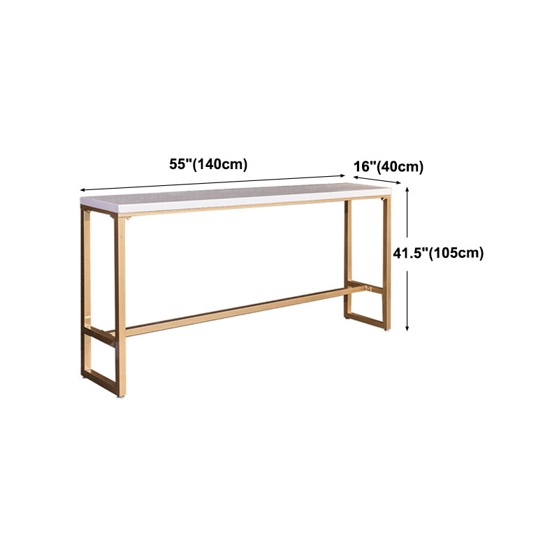 Glam White Metal Counter Table with Rectangle Table Top Gold Trestle Table - 43" H Clearhalo 'Bar Furniture' 'Bar Tables' 'bar_tables' 'furn' 'furn_bar_tables' 'Furniture' 'furniture_bar_tables' 'Kitchen & Dining Furniture' 4453297