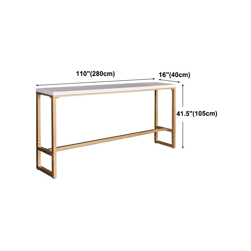 Glam White Metal Counter Table with Rectangle Table Top Gold Trestle Table - 43" H Clearhalo 'Bar Furniture' 'Bar Tables' 'bar_tables' 'furn' 'furn_bar_tables' 'Furniture' 'furniture_bar_tables' 'Kitchen & Dining Furniture' 4453303