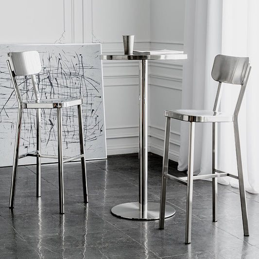 Modern Silver Metal Counter Table with Round Table Top Silver Pedestal Table Clearhalo 'Bar Furniture' 'Bar Tables' 'bar_tables' 'furn' 'furn_bar_tables' 'Furniture' 'furniture_bar_tables' 'Kitchen & Dining Furniture' 4453308