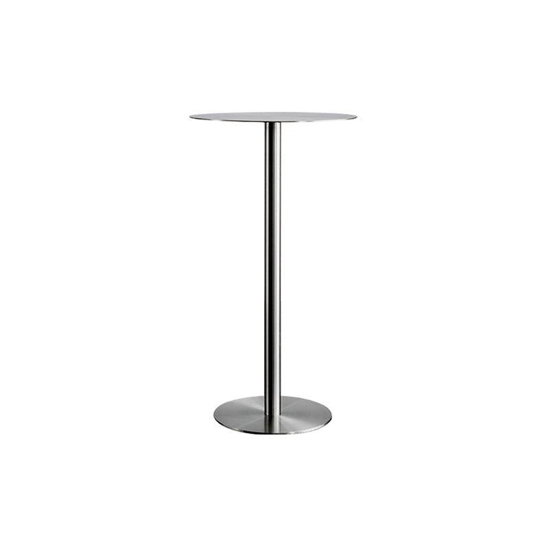 Modern Silver Metal Counter Table with Round Table Top Silver Pedestal Table 16"L x 16"W x 43"H Without Chairs Clearhalo 'Bar Furniture' 'Bar Tables' 'bar_tables' 'furn' 'furn_bar_tables' 'Furniture' 'furniture_bar_tables' 'Kitchen & Dining Furniture' 4453310