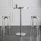 Modern Silver Metal Counter Table with Round Table Top Silver Pedestal Table 23.6"L x 23.6"W x 43.3"H Without Chairs Clearhalo 'Bar Furniture' 'Bar Tables' 'bar_tables' 'furn' 'furn_bar_tables' 'Furniture' 'furniture_bar_tables' 'Kitchen & Dining Furniture' 4453311