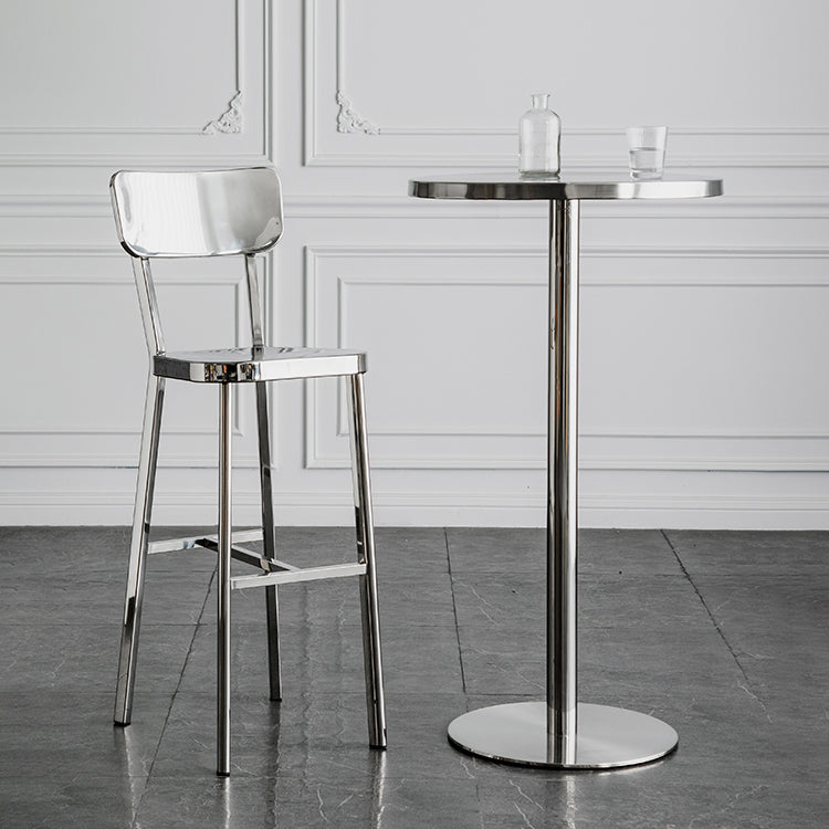 Modern Silver Metal Counter Table with Round Table Top Silver Pedestal Table Clearhalo 'Bar Furniture' 'Bar Tables' 'bar_tables' 'furn' 'furn_bar_tables' 'Furniture' 'furniture_bar_tables' 'Kitchen & Dining Furniture' 4453318