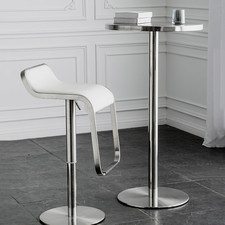 Modern Silver Metal Counter Table with Round Table Top Silver Pedestal Table Clearhalo 'Bar Furniture' 'Bar Tables' 'bar_tables' 'furn' 'furn_bar_tables' 'Furniture' 'furniture_bar_tables' 'Kitchen & Dining Furniture' 4453322