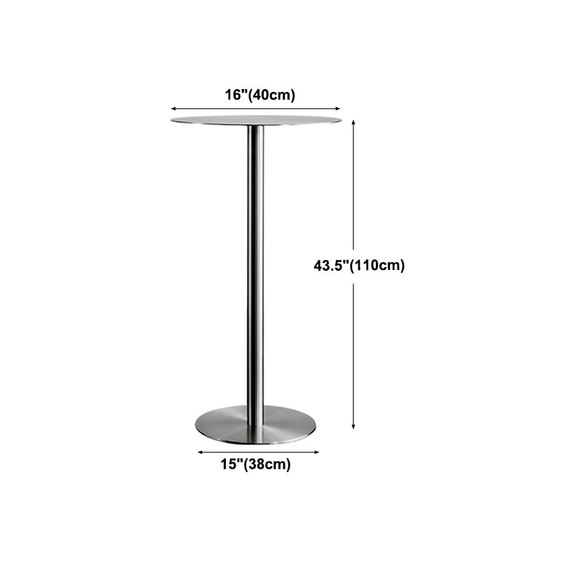 Modern Silver Metal Counter Table with Round Table Top Silver Pedestal Table Clearhalo 'Bar Furniture' 'Bar Tables' 'bar_tables' 'furn' 'furn_bar_tables' 'Furniture' 'furniture_bar_tables' 'Kitchen & Dining Furniture' 4453326