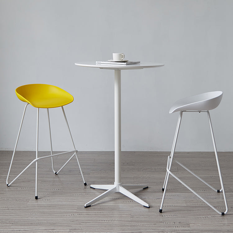 Modern Wood Counter Table with Round Table Top 4-Prong Table - 42" H White 23.6"L x 23.6"W x 41.3"H Clearhalo 'Bar Furniture' 'Bar Tables' 'bar_tables' 'Furniture' 'furniture_bar_tables' 'Kitchen & Dining Furniture' 4453329