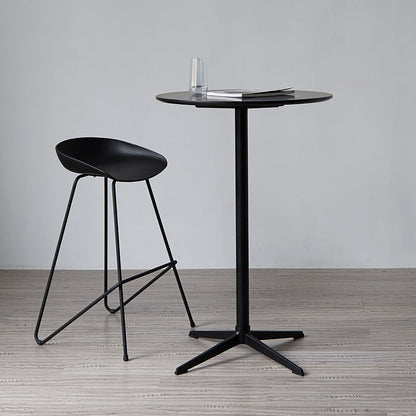 Modern Wood Counter Table with Round Table Top 4-Prong Table - 42" H Black 23.6"L x 23.6"W x 41.3"H Clearhalo 'Bar Furniture' 'Bar Tables' 'bar_tables' 'Furniture' 'furniture_bar_tables' 'Kitchen & Dining Furniture' 4453330