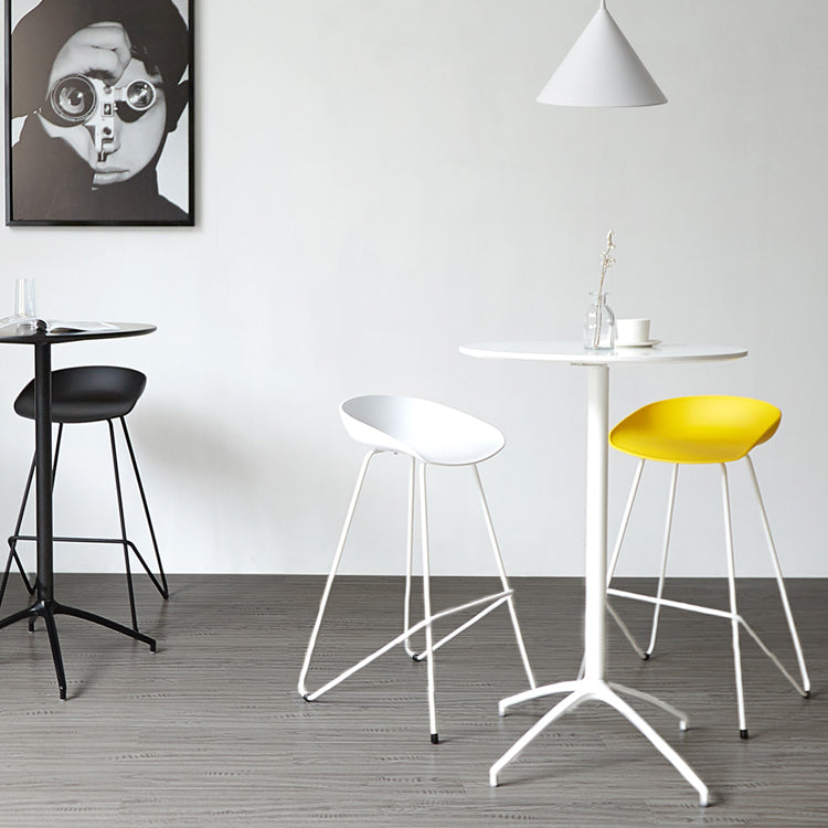 Modern Wood Counter Table with Round Table Top 4-Prong Table - 42" H White 27.6"L x 27.6"W x 41.3"H Clearhalo 'Bar Furniture' 'Bar Tables' 'bar_tables' 'Furniture' 'furniture_bar_tables' 'Kitchen & Dining Furniture' 4453333