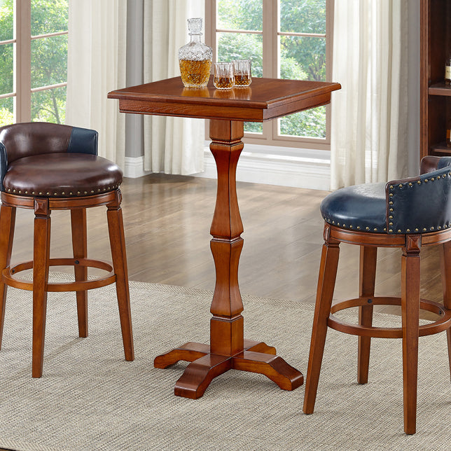 Modern Brown Wood Counter Table with Rectangle Table Top Trestle Table - 42" H 23.6"L x 23.6"W x 41.3"H Walnut Without Chairs Clearhalo 'Bar Furniture' 'Bar Tables' 'bar_tables' 'furn' 'furn_bar_tables' 'Furniture' 'furniture_bar_tables' 'Kitchen & Dining Furniture' 4453353