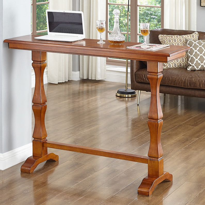 Modern Brown Wood Counter Table with Rectangle Table Top Trestle Table - 42" H Clearhalo 'Bar Furniture' 'Bar Tables' 'bar_tables' 'furn' 'furn_bar_tables' 'Furniture' 'furniture_bar_tables' 'Kitchen & Dining Furniture' 4453358