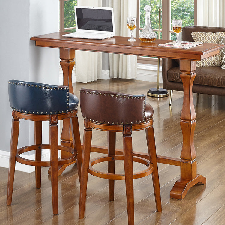 Modern Brown Wood Counter Table with Rectangle Table Top Trestle Table - 42" H Clearhalo 'Bar Furniture' 'Bar Tables' 'bar_tables' 'furn' 'furn_bar_tables' 'Furniture' 'furniture_bar_tables' 'Kitchen & Dining Furniture' 4453359