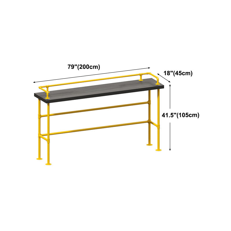Modern Black Wood Counter Table with Rectangle Table Top Yellow Trestle Table -42" H Clearhalo 'Bar Furniture' 'Bar Tables' 'bar_tables' 'furn' 'furn_bar_tables' 'Furniture' 'furniture_bar_tables' 'Kitchen & Dining Furniture' 4453373