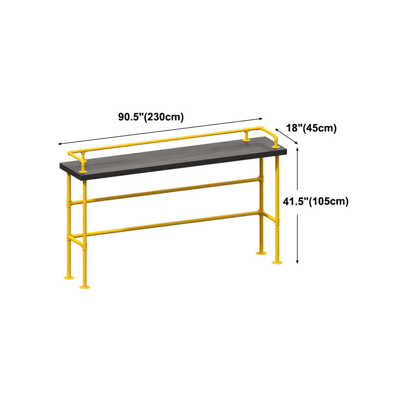 Modern Black Wood Counter Table with Rectangle Table Top Yellow Trestle Table -42" H Clearhalo 'Bar Furniture' 'Bar Tables' 'bar_tables' 'furn' 'furn_bar_tables' 'Furniture' 'furniture_bar_tables' 'Kitchen & Dining Furniture' 4453376