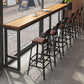 Brown Modern Style Rectangle in Solid Wood and Iron Table Coffee Shop Bar Table 118.1"L x 15.7"W x 41.3"H Without Chairs Clearhalo 'Bar Furniture' 'Bar Tables' 'bar_tables' 'furn' 'furn_bar_tables' 'Furniture' 'furniture_bar_tables' 'Kitchen & Dining Furniture' 4453378