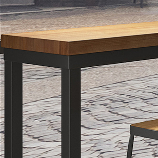 Brown Modern Style Rectangle in Solid Wood and Iron Table Coffee Shop Bar Table Clearhalo 'Bar Furniture' 'Bar Tables' 'bar_tables' 'furn' 'furn_bar_tables' 'Furniture' 'furniture_bar_tables' 'Kitchen & Dining Furniture' 4453384