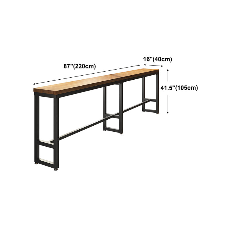 Brown Modern Style Rectangle in Solid Wood and Iron Table Coffee Shop Bar Table Clearhalo 'Bar Furniture' 'Bar Tables' 'bar_tables' 'furn' 'furn_bar_tables' 'Furniture' 'furniture_bar_tables' 'Kitchen & Dining Furniture' 4453390