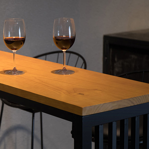 Brown Bar Table in Metal and Wood Indoor Lounge Bar Table for Living Room Clearhalo 'Bar Furniture' 'Bar Tables' 'bar_tables' 'furn' 'furn_bar_tables' 'Furniture' 'furniture_bar_tables' 'Kitchen & Dining Furniture' 4453420