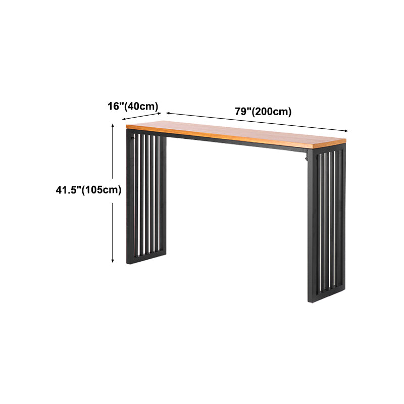 Brown Bar Table in Metal and Wood Indoor Lounge Bar Table for Living Room Clearhalo 'Bar Furniture' 'Bar Tables' 'bar_tables' 'furn' 'furn_bar_tables' 'Furniture' 'furniture_bar_tables' 'Kitchen & Dining Furniture' 4453428