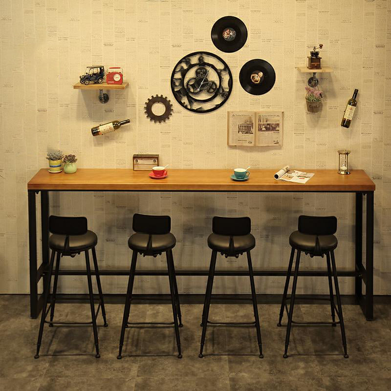 Brown Modern Style Rectangle Bar Table in Metal and Wood Table Cafe Bar Table 102.4"L x 15.7"W x 41.3"H Without Chairs Clearhalo 'Bar Furniture' 'Bar Tables' 'bar_tables' 'furn' 'furn_bar_tables' 'Furniture' 'furniture_bar_tables' 'Kitchen & Dining Furniture' 4453432