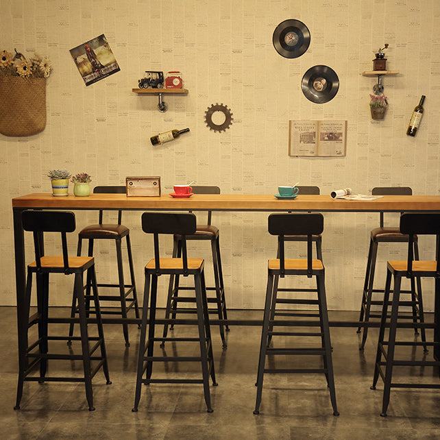 Brown Modern Style Rectangle Bar Table in Metal and Wood Table Cafe Bar Table Clearhalo 'Bar Furniture' 'Bar Tables' 'bar_tables' 'furn' 'furn_bar_tables' 'Furniture' 'furniture_bar_tables' 'Kitchen & Dining Furniture' 4453438