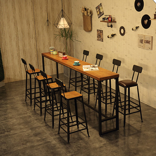 Brown Modern Style Rectangle Bar Table in Metal and Wood Table Cafe Bar Table Clearhalo 'Bar Furniture' 'Bar Tables' 'bar_tables' 'furn' 'furn_bar_tables' 'Furniture' 'furniture_bar_tables' 'Kitchen & Dining Furniture' 4453439