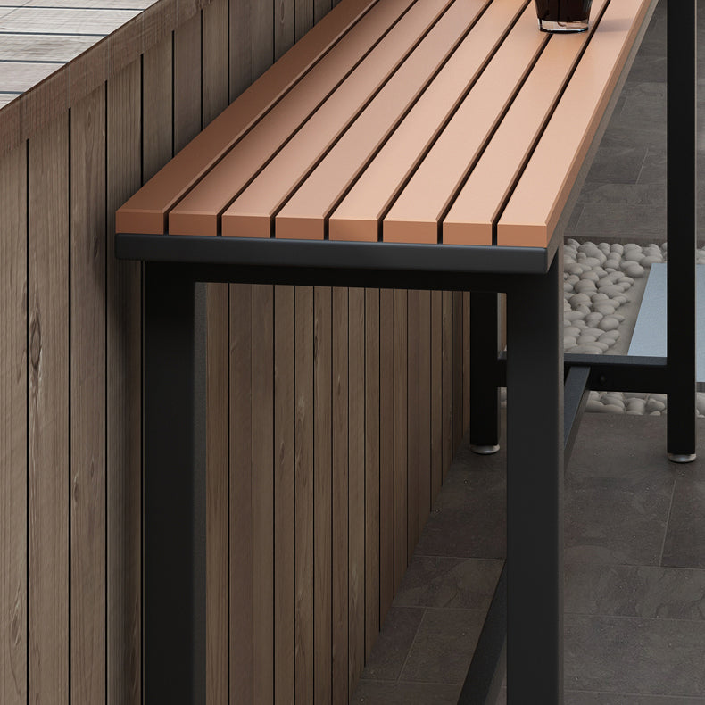 Brown Modern Style Bar Table in Solid Wood and Metal Bar Table for Outdoor Clearhalo 'Bar Furniture' 'Bar Tables' 'bar_tables' 'furn' 'furn_bar_tables' 'Furniture' 'furniture_bar_tables' 'Kitchen & Dining Furniture' 4453454