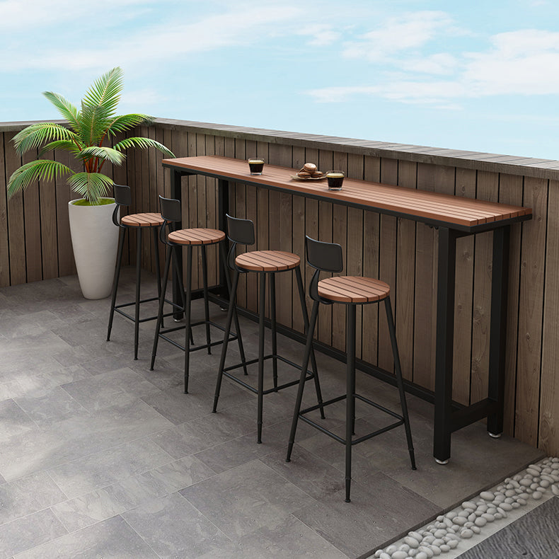 Brown Modern Style Bar Table in Solid Wood and Metal Bar Table for Outdoor Clearhalo 'Bar Furniture' 'Bar Tables' 'bar_tables' 'furn' 'furn_bar_tables' 'Furniture' 'furniture_bar_tables' 'Kitchen & Dining Furniture' 4453457