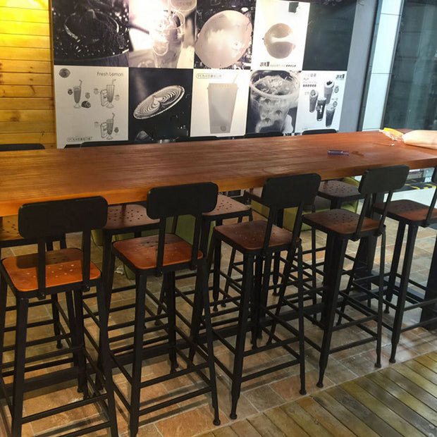 Brown Modern Style Bar Table in Solid Wood and Metal Bar Table, Only Table Clearhalo 'Bar Furniture' 'Bar Tables' 'bar_tables' 'furn' 'furn_bar_tables' 'Furniture' 'furniture_bar_tables' 'Kitchen & Dining Furniture' 4453470