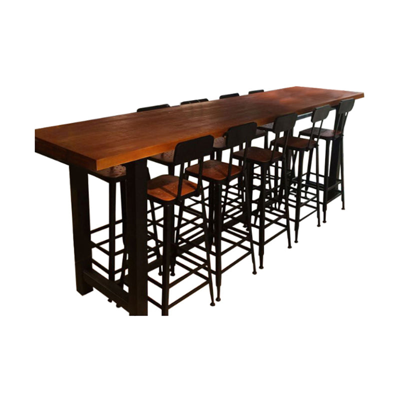 Brown Modern Style Bar Table in Solid Wood and Metal Bar Table, Only Table Without Chairs Clearhalo 'Bar Furniture' 'Bar Tables' 'bar_tables' 'furn' 'furn_bar_tables' 'Furniture' 'furniture_bar_tables' 'Kitchen & Dining Furniture' 4453471
