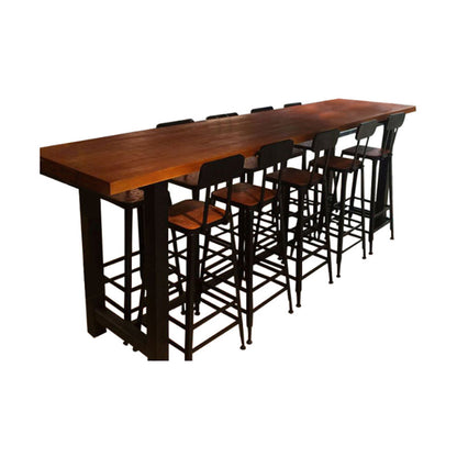 Brown Modern Style Bar Table in Solid Wood and Metal Bar Table, Only Table Without Chairs Clearhalo 'Bar Furniture' 'Bar Tables' 'bar_tables' 'furn' 'furn_bar_tables' 'Furniture' 'furniture_bar_tables' 'Kitchen & Dining Furniture' 4453471