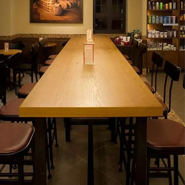 Brown Modern Style Bar Table in Solid Wood and Metal Bar Table, Only Table Clearhalo 'Bar Furniture' 'Bar Tables' 'bar_tables' 'furn' 'furn_bar_tables' 'Furniture' 'furniture_bar_tables' 'Kitchen & Dining Furniture' 4453472