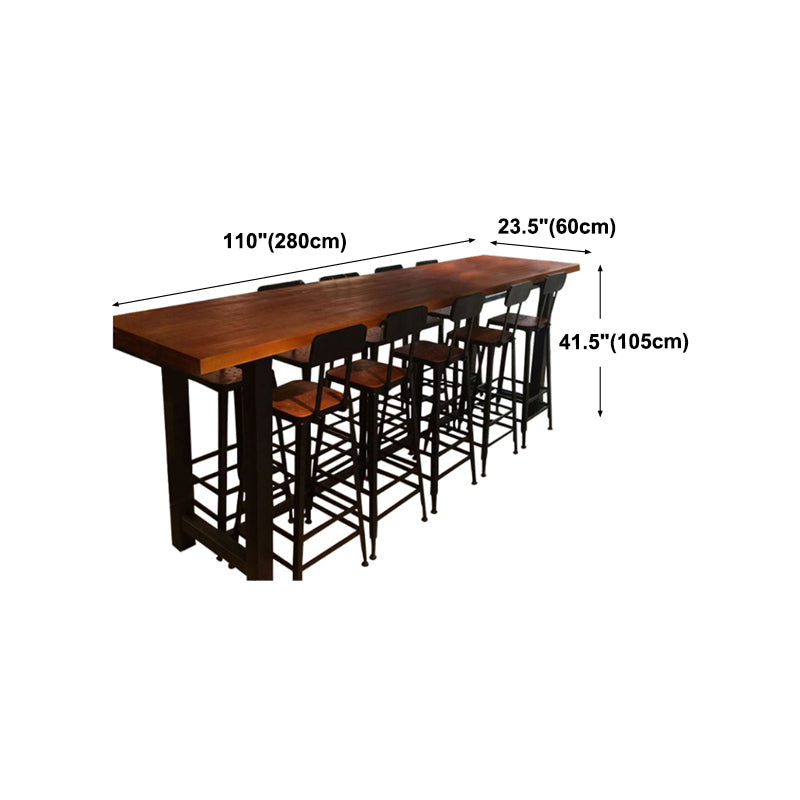 Brown Modern Style Bar Table in Solid Wood and Metal Bar Table, Only Table Clearhalo 'Bar Furniture' 'Bar Tables' 'bar_tables' 'furn' 'furn_bar_tables' 'Furniture' 'furniture_bar_tables' 'Kitchen & Dining Furniture' 4453488