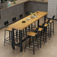 Light Brown Modern Style Bar Table Solid Wood Rectangular Bar Table with Metal Base 110.2"L x 15.7"W x 41.3"H Without Chairs Clearhalo 'Bar Furniture' 'Bar Tables' 'bar_tables' 'furn' 'furn_bar_tables' 'Furniture' 'furniture_bar_tables' 'Kitchen & Dining Furniture' 4453492