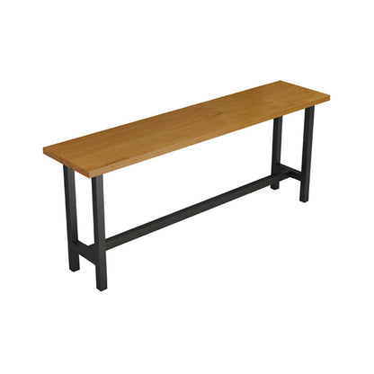 Light Brown Modern Style Bar Table Solid Wood Rectangular Bar Table with Metal Base Without Chairs Clearhalo 'Bar Furniture' 'Bar Tables' 'bar_tables' 'furn' 'furn_bar_tables' 'Furniture' 'furniture_bar_tables' 'Kitchen & Dining Furniture' 4453495
