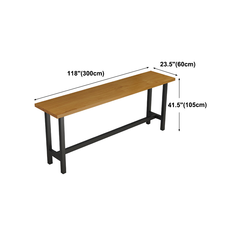 Light Brown Modern Style Bar Table Solid Wood Rectangular Bar Table with Metal Base Clearhalo 'Bar Furniture' 'Bar Tables' 'bar_tables' 'furn' 'furn_bar_tables' 'Furniture' 'furniture_bar_tables' 'Kitchen & Dining Furniture' 4453515